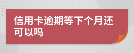 信用卡逾期等下个月还可以吗