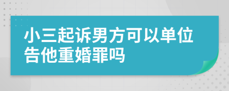 小三起诉男方可以单位告他重婚罪吗