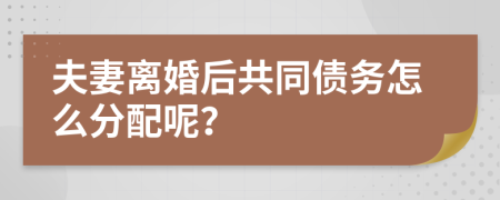 夫妻离婚后共同债务怎么分配呢？