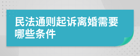 民法通则起诉离婚需要哪些条件