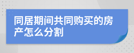 同居期间共同购买的房产怎么分割