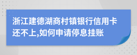 浙江建德湖商村镇银行信用卡还不上,如何申请停息挂账