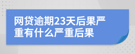 网贷逾期23天后果严重有什么严重后果