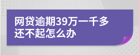 网贷逾期39万一千多还不起怎么办