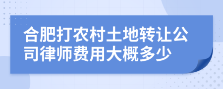 合肥打农村土地转让公司律师费用大概多少