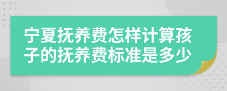 宁夏抚养费怎样计算孩子的抚养费标准是多少