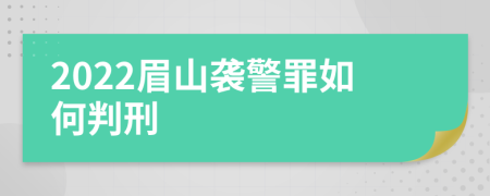 2022眉山袭警罪如何判刑