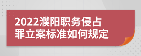 2022濮阳职务侵占罪立案标准如何规定