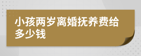 小孩两岁离婚抚养费给多少钱