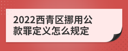 2022西青区挪用公款罪定义怎么规定