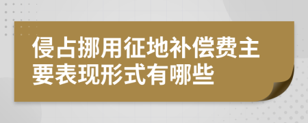 侵占挪用征地补偿费主要表现形式有哪些