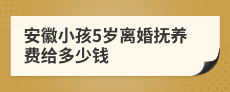 安徽小孩5岁离婚抚养费给多少钱