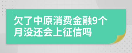 欠了中原消费金融9个月没还会上征信吗