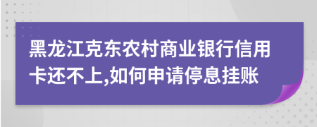 黑龙江克东农村商业银行信用卡还不上,如何申请停息挂账