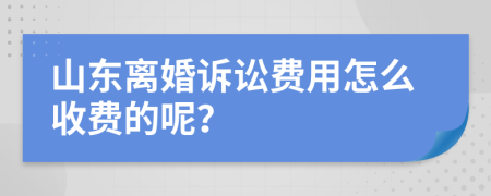 山东离婚诉讼费用怎么收费的呢？