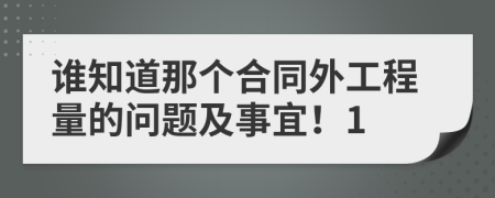谁知道那个合同外工程量的问题及事宜！1