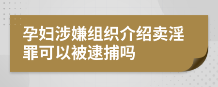 孕妇涉嫌组织介绍卖淫罪可以被逮捕吗