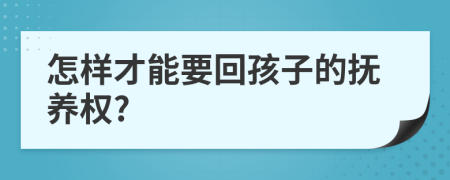 怎样才能要回孩子的抚养权?