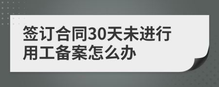 签订合同30天未进行用工备案怎么办