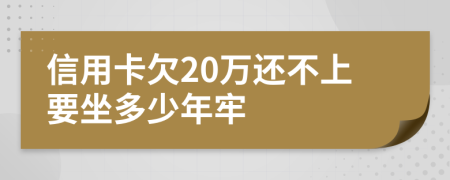 信用卡欠20万还不上要坐多少年牢