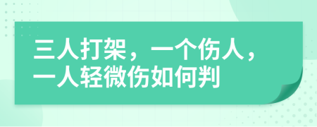 三人打架，一个伤人，一人轻微伤如何判