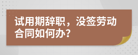 试用期辞职，没签劳动合同如何办？