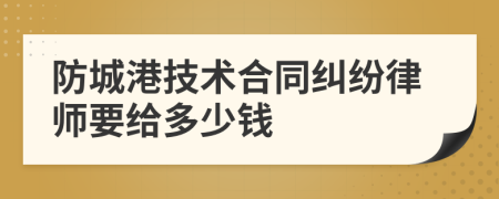 防城港技术合同纠纷律师要给多少钱