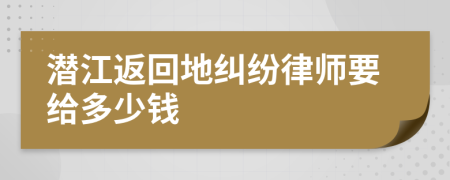 潜江返回地纠纷律师要给多少钱