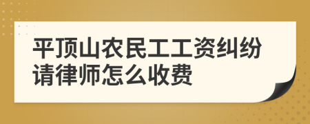 平顶山农民工工资纠纷请律师怎么收费