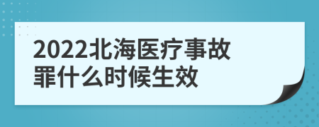 2022北海医疗事故罪什么时候生效
