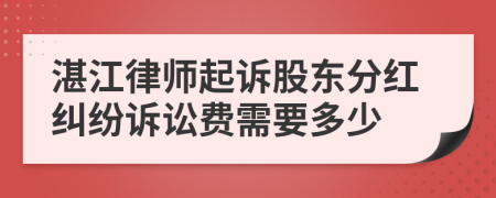湛江律师起诉股东分红纠纷诉讼费需要多少
