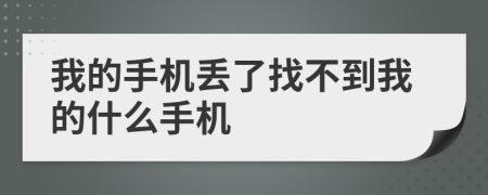我的手机丢了找不到我的什么手机