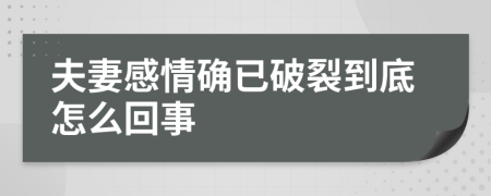 夫妻感情确已破裂到底怎么回事