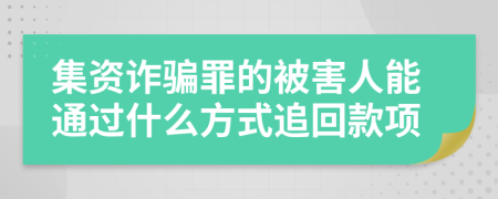 集资诈骗罪的被害人能通过什么方式追回款项