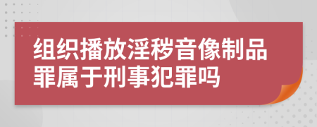 组织播放淫秽音像制品罪属于刑事犯罪吗