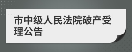 市中级人民法院破产受理公告