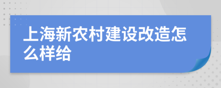 上海新农村建设改造怎么样给