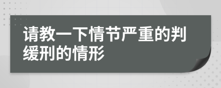 请教一下情节严重的判缓刑的情形