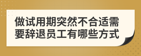 做试用期突然不合适需要辞退员工有哪些方式