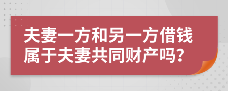 夫妻一方和另一方借钱属于夫妻共同财产吗？