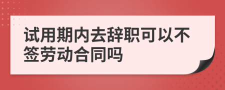 试用期内去辞职可以不签劳动合同吗