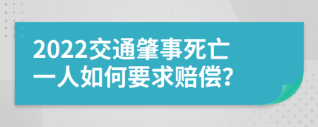 2022交通肇事死亡一人如何要求赔偿？