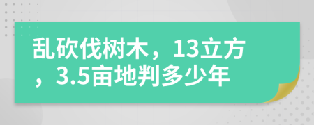 乱砍伐树木，13立方，3.5亩地判多少年