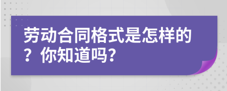劳动合同格式是怎样的？你知道吗？