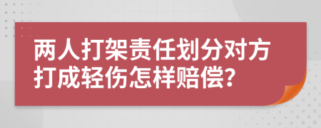 两人打架责任划分对方打成轻伤怎样赔偿？