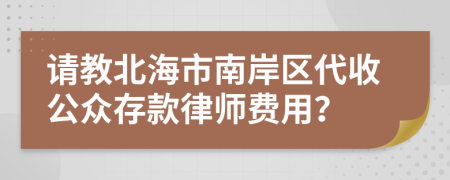 请教北海市南岸区代收公众存款律师费用？