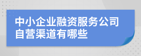 中小企业融资服务公司自营渠道有哪些