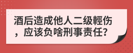 酒后造成他人二级輕伤，应该负啥刑事责任？