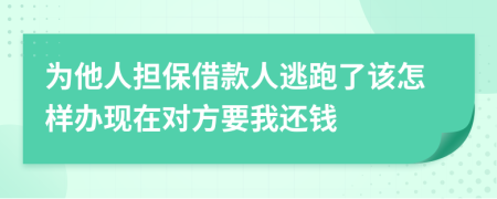 为他人担保借款人逃跑了该怎样办现在对方要我还钱