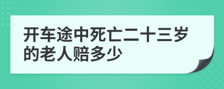 开车途中死亡二十三岁的老人赔多少